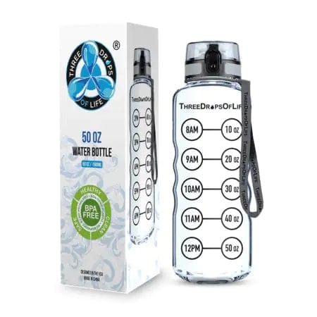 FITAZON 50 oz Clear Sports Water Bottle - High Capacity Hydration