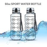 FITAZON 50 oz Clear Sports Water Bottle - High Capacity Hydration