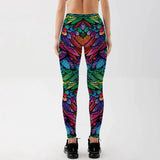 FITAZON Apparel Extra Large Women's Colorful Skull & Leaf Printed Leggings